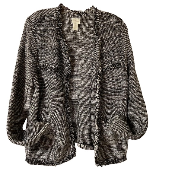 Chico’s Woven Soft Shell Open Front Blazer Shacket Chico’s 1 Medium 8 - Picture 1 of 12